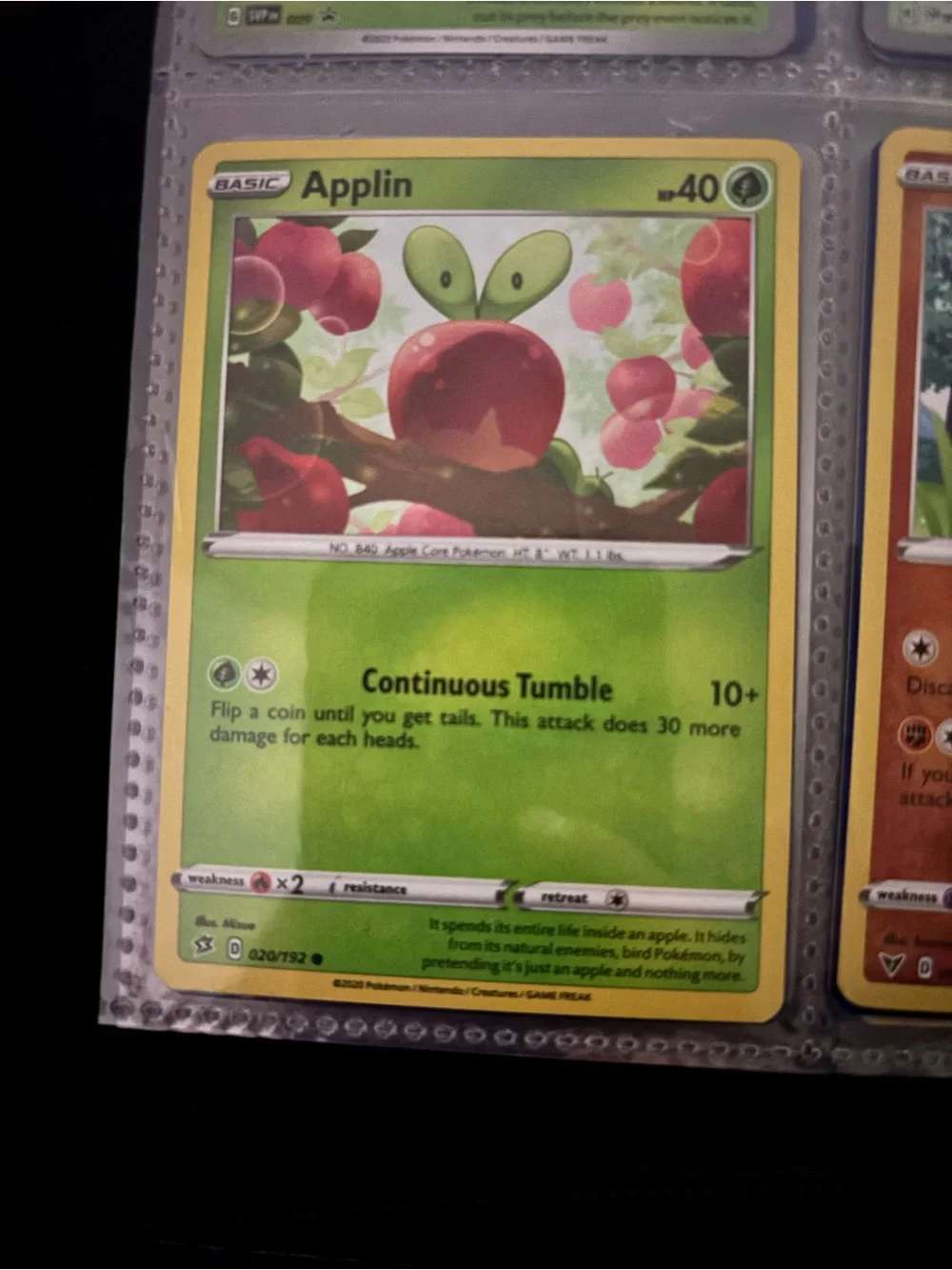 Pokemon Applin Green and Red Trading Card
